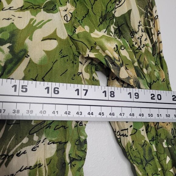 vintage y2k 90s green grunge fairy button front ruffle tie blouse size medium - Picture 7 of 8